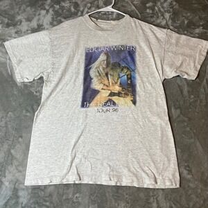 Vintage Edgar Winter The Real Deal Tour 96 Shirt Single Stitch Y2K Large?